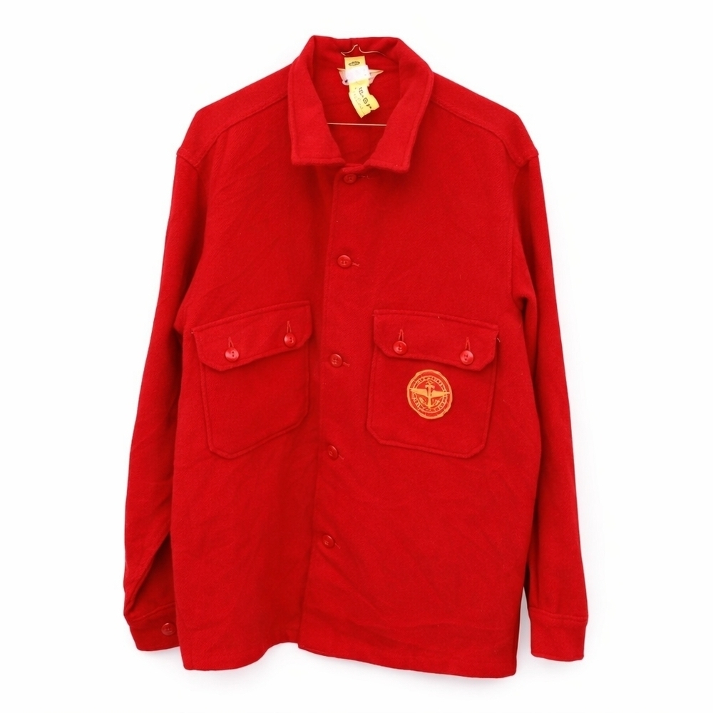 Vintage Red Wool Shirt Jacket XL XXL Chore Coat Workwear Overshirt - Picture 2 of 12